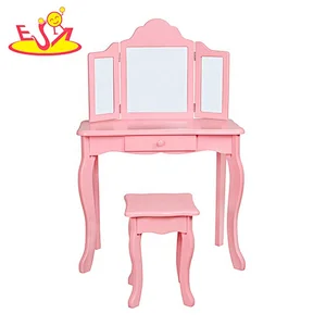 2021 Hot sale kids wooden pink dressing table with drawers W08H134