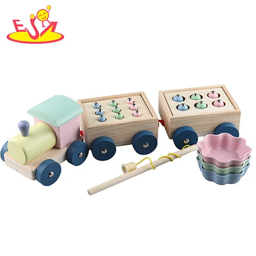 New design educational wooden pull along toys for kids W05C146