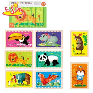 Hot sale wooden animal learning puzzle educational shape recognition game jigsaw puzzle for kids W14C311