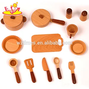 2018 Wholesale cheap kids natural wooden kitchen toy accessories high quality toddlers wooden kitchen toy accessories W10B127