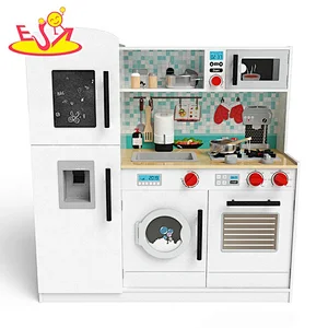 Best sale white wooden kitchen set toys for pretend play W10C609