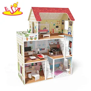 2021 Hot sale wholesale  wood doll house miniature construction toys for kids W06A422