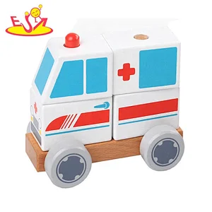 2021 Promotion wooden toy pretend ambulance early educational play set car W04A533