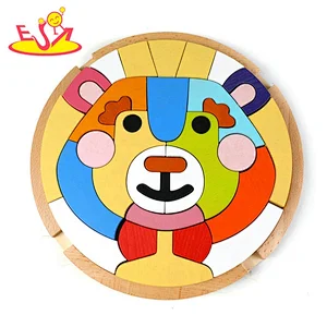 Hot sale educational Wooden animal blocks puzzle W14A259