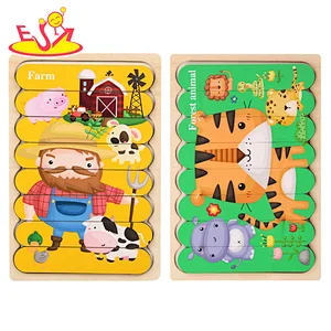 Most popular wooden cute learning puzzle educational shape recognition game jigsaw puzzle for children W14A279