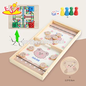 Top sale wooden Bear 2 in 1 ejection chess for children W11A134C