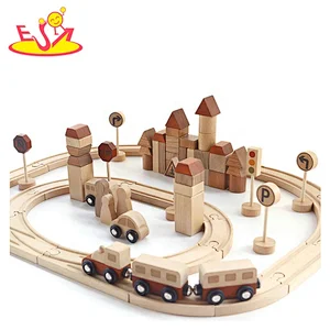 New wooden car shape blocks traffic building stacking toys for kids W04C206