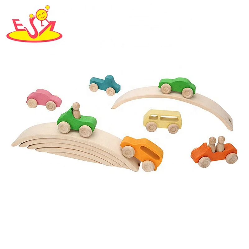 2021 Popular wooden car toys colorful stacking blocks educational building game toys for kids W04A538