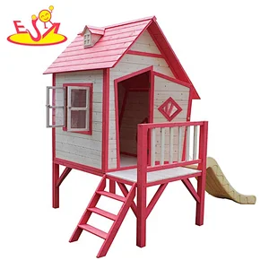 Backyard large wooden play house for  kids playing  W01D081A