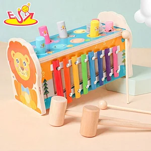 2021New hottest wooden instrument beat toys with music for kids W11G080B