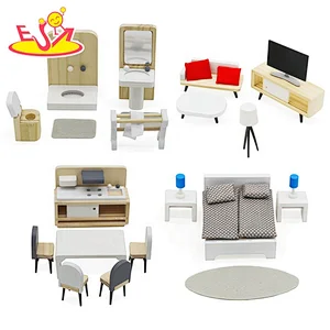 2021 Wholesale wooden baby doll house furnitures for pretend play W06B105