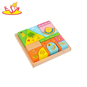 2021 new design  wooden colorful blocks educational building game toys for children W13A253