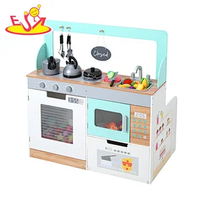 2021 Double-sided wooden kitchen pretend cooking role play for kids W10C612