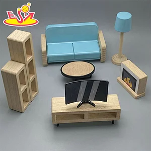Wooden doll house furnitures for pretend play W06B114