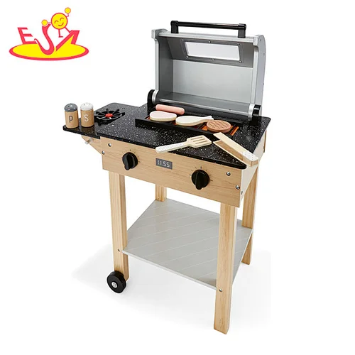 2021 New arrived preschool kids play barbecue wooden toy bbq set for children W10D231