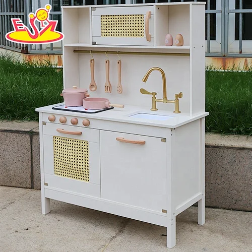 Customize children wooden play kitchen set with light and sound W10C601