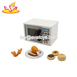 Most popular simulation kitchen play set wooden microwave oven toy for children W10D523
