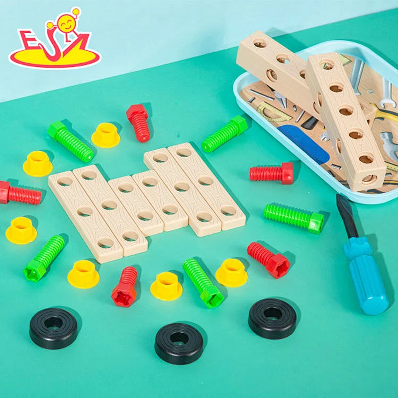 Customize play construction wooden nuts and bolts toy for children W03C044