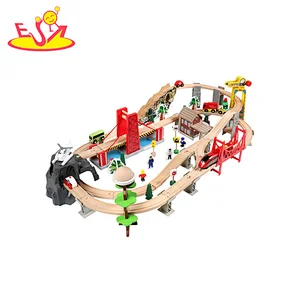 Passen Sie Eisenbahn Stadt Holz Zug Set und Tisch für Kinder W04C219