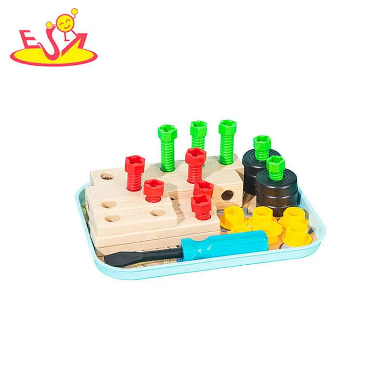 Customize play construction wooden nuts and bolts toy for children W03C044