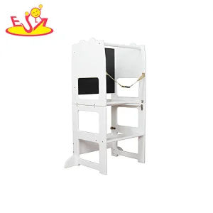 Customize 2 in 1 multi kids step stool wooden folding kitchen helper for with safety belt W08G336