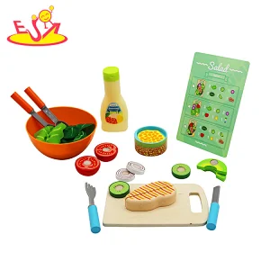 Hohe Qualität vorgeben Spiel Gemüse Holz Salat Set Spielzeug für Kinder W10B424