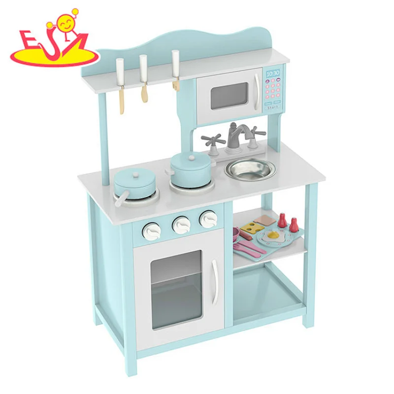 2022 Hot selling children pretend role play kids wooden play set kitchen toy for toddler W10C404G