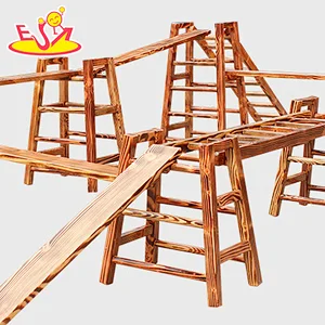 2022 High quality garden playground wooden outdoor climbing frame for kids W01D148