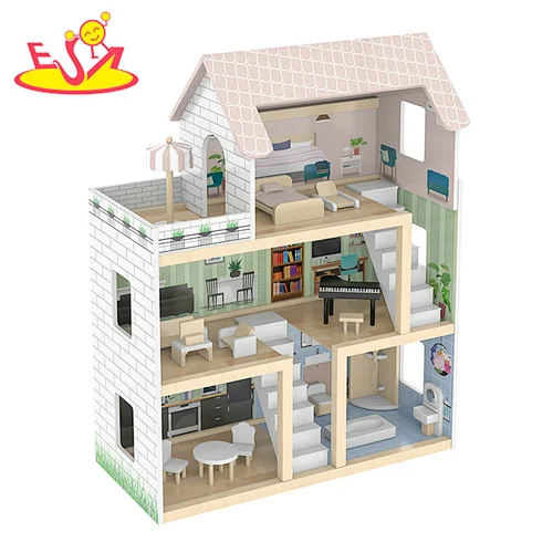 2022 New Arrived Pretend Play DIY Kids Wooden Dollhouse Toys for Girls W06A413E