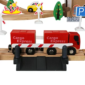 Wholesale funny children wooden electric toy train sets best kids wooden train track toy W04C048
