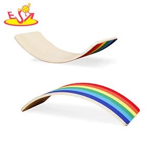 Premium quality rainbow color wooden balance board for kids W01F055