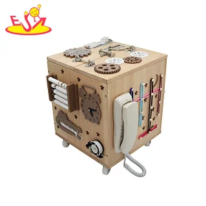 Early Educational Toy Kids Busy Box Wooden Busy Activity Cube for Toddler W12D406