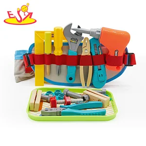High quality kids pretend play wooden toy drill set with belt W03D193