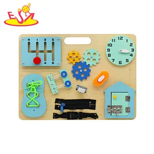 Handmade Montessori education wooden buckle up toys busy board for kids W12D381B