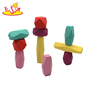 Montessori Educational Toys Colored Wooden Stacking Stones for Kids W13E238
