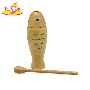 Kids percussion musical instrument wooden fish shape tone block early educational toys W07J043
