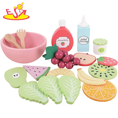 Most Popular Kitchen Simulation Cooking Toys Wooden Fresh Fruit Salad Toy For Kids W10D499