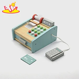 Simulación juego de simulación juguetes calculadora de efectivo supermercado cajas registradoras de juguete de madera para niños W10A158