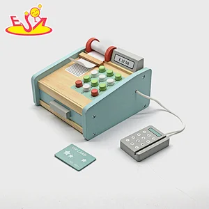 Simulation pretend play cash calculator toys supermarket wooden toy cash registers for kids W10A158