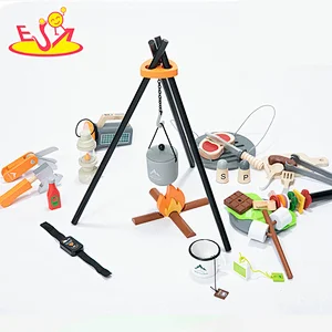 Children role play outdoor wooden camping barbecue bonfire game toys W10D503