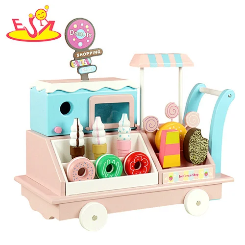 Pretend Play Toys Wooden Sweets Dessert Cart Educational Toys For Kids W10D493