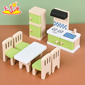 Customize Doll House Role Play Wooden Kitchen Furniture Set Toys For Kids W10D628