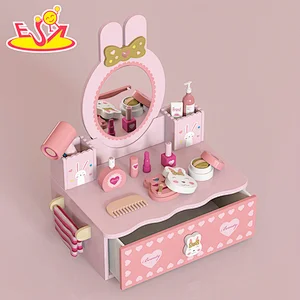 New Arrival Makeup Pretend Play Wooden Pink Bunny Dressing Table For Kids W10D577