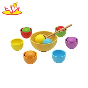 Kids Educational Matching Game Wooden Color Sorting Toy With Balls And Cups W01A546