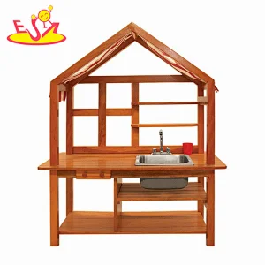 New Design Kids Outdoor Backyard Pretend Play Wooden Mud Kitchen With Sink W10C818