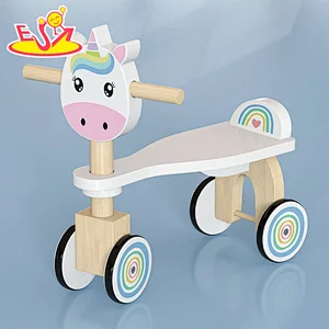 New Design 4 Wheels Balance Bike Cartoon Unicorn Wooden Push Scooter For Kids W16B019