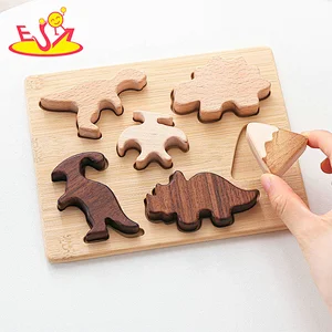 New Arrival Educational Sorting Wooden Dinosaur Jigsaw Puzzles For Kids W14A376