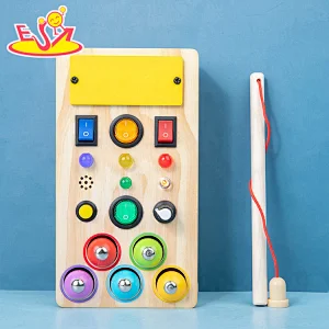 Popular Educational Magnetic Fishing Game Wooden LED Busy Board For Kids W12D457