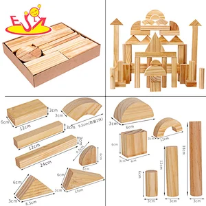 Creative DIY 50 Pcs Eco-friendly Natural Wooden Building Block Set For Kids W13A281