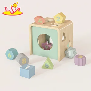 Montessori Educational Toy Colorful Wooden Shape Sorting Box For Kids W12D419